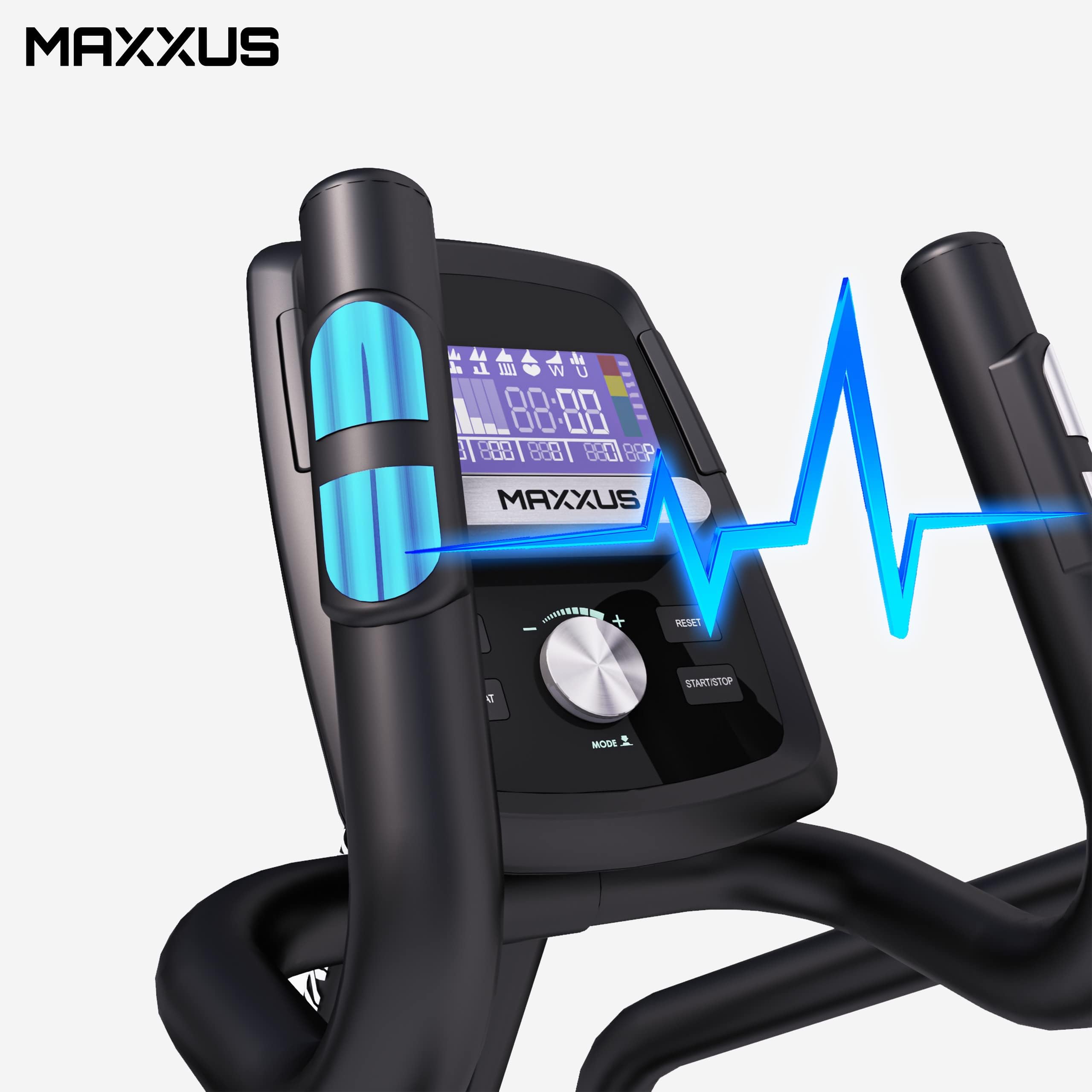 MAXXUS Crosstrainer CX 4.3f - Klappbar, 135kg, LCD-Display, TÜV, App, 24kg Schwungmasse, 16 Widerstandsstufen, 12 Programme, Magnetbremse, Tablethalterung - Ellipsentrainer für Zuhause, Heimtrainer