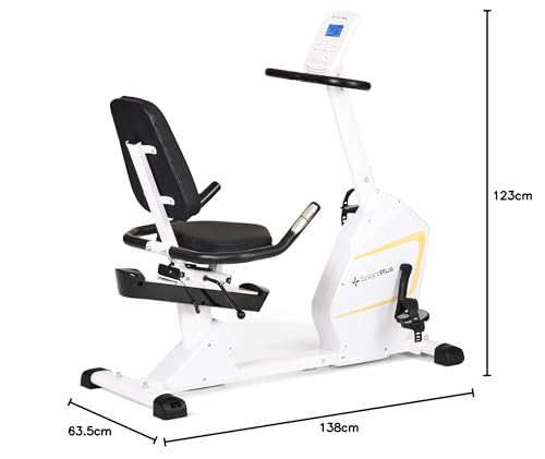 SportPlus Heimtrainer mit Magnetbremse 24 Widerstandsstufen, gelenk- und rückenschonend, extra weicher Sitz, bis 200 Watt, Fitnessgerät für Senioren