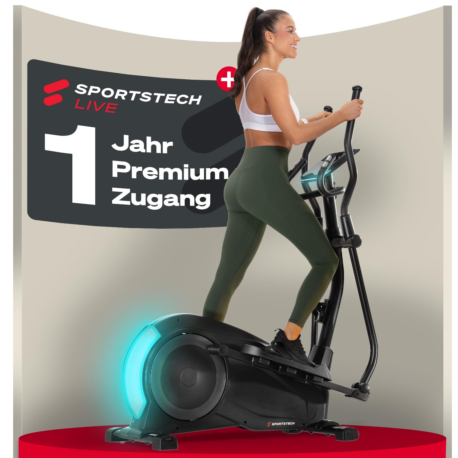Sportstech CX700 Crosstrainer für Zuhause | Gelenkschonender Ellipsentrainer mit 24 kg Schwungmasse | 24 Widerstandsstufen | Innovative LED Technologie | Bluetooth, App-Steuerung & Pulssensor