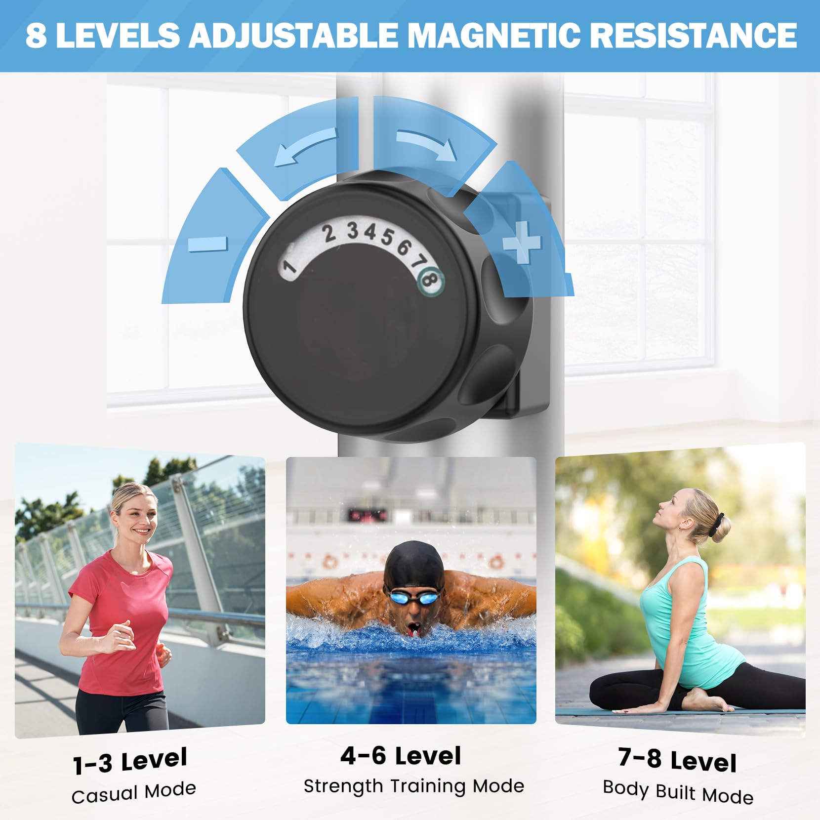 Dripex Elliptical Crosstrainer, Extrem leises magnetisches Ellipsentrainer für den Heimgebrauch, mit 6KG Schwungrad, 8 Widerstandsstufen, Pulssensor, LCD Monitor & Gerätehalterung (Grün)